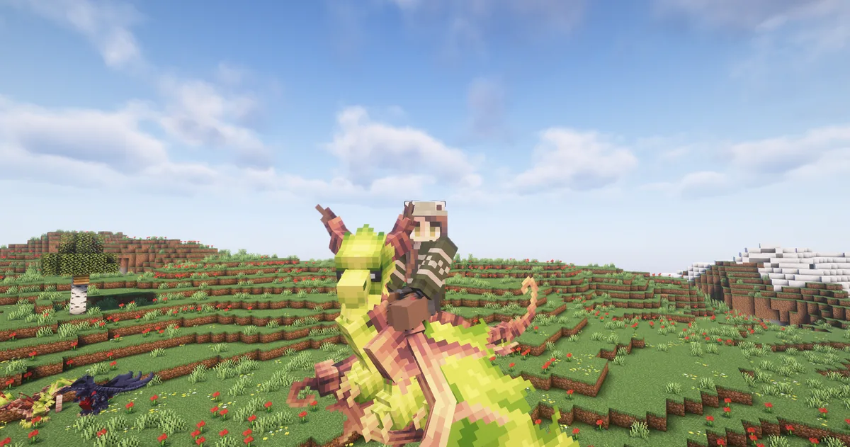 The owner FaeLilly riding one of the dragon mounts